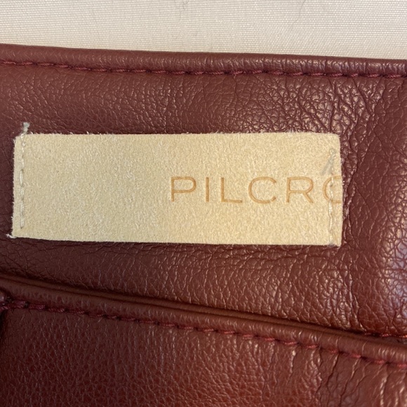 Pilcro The Breaker Cropped Faux Leather Pleated Pants Brown Size M - Picture 7 of 16